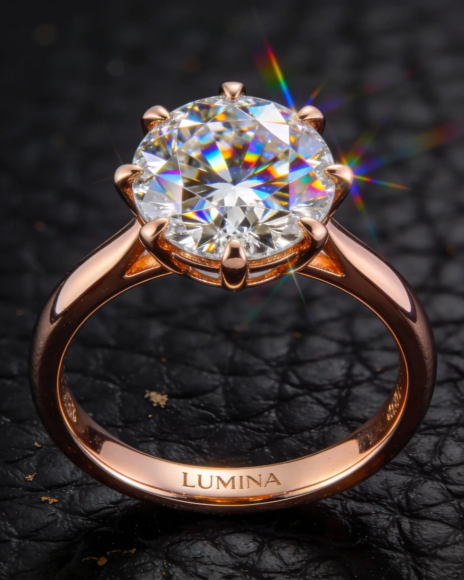 Anel solitário em moissanite ouro rosé