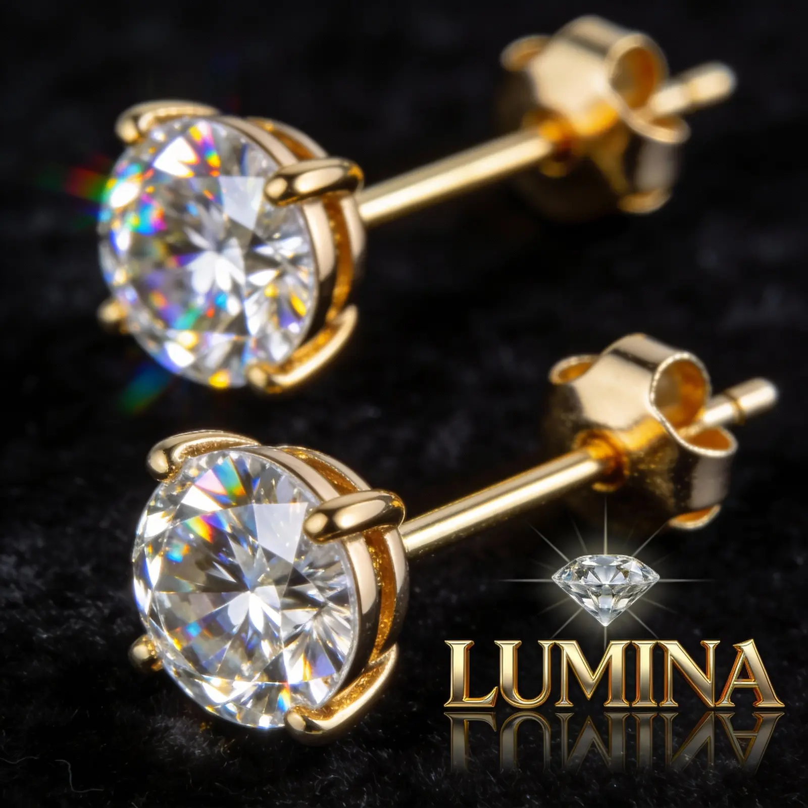 Brincos de moissanite em ouro