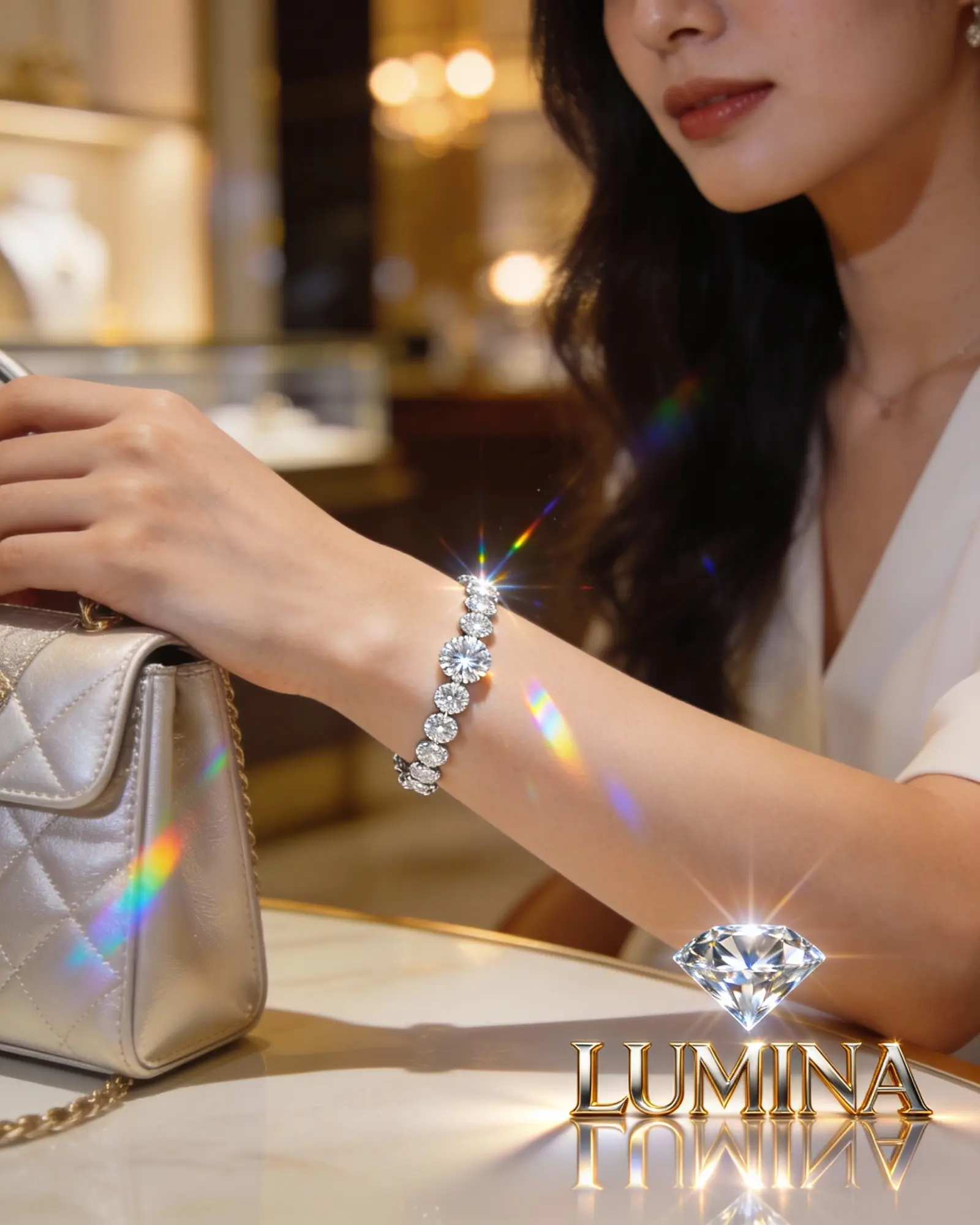 Pulseira tennis em moissanite